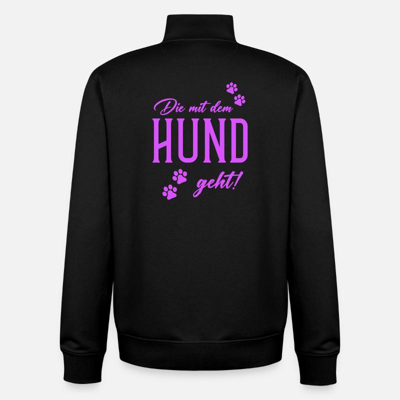 Qui marche avec le chien - Sweat zippé unisexe en coton bio Stanley/Stella - noir
