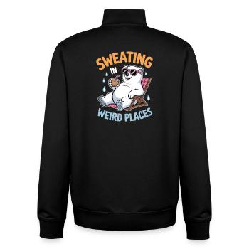 Schwitzen Sprüche Lustiges Schwitzen Geschenk - Unisex Organic Zip Sweatshirt von Stanley/Stella - Schwarz - Hinten - AI Model Male 185 light (185cm)