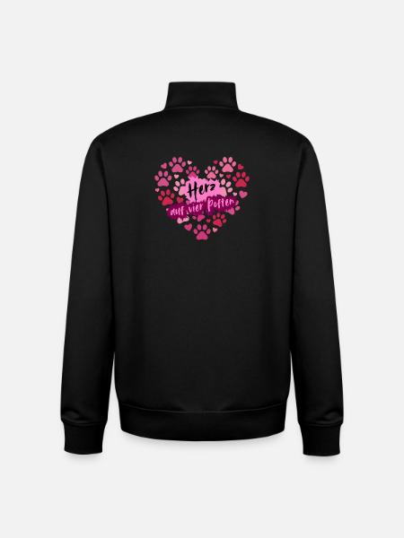 Heart on four paws - Unisex Organic Zip Sweatshirt by Stanley/Stella - black