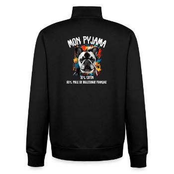 Pyjama Chien Bouledogue Français Humour - Sweat zippé unisexe en coton bio Stanley/Stella - noir - Dos - AI Model Male 185 light (185cm)