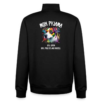 Jack Russell Hundepyjama-Humor - Unisex Organic Zip Sweatshirt von Stanley/Stella - Schwarz - Hinten - AI Model Male 185 light (185cm)