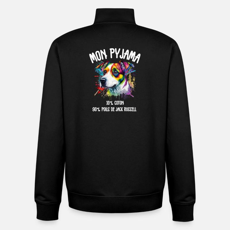 Pyjama Chien Jack Russell Humour - Sweat zippé unisexe en coton bio Stanley/Stella - noir