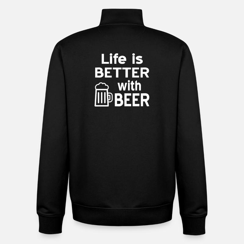 Bière - Sweat zippé unisexe en coton bio Stanley/Stella - noir