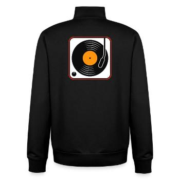 Album vinyle rétro sur platine - Sweat zippé unisexe en coton bio Stanley/Stella - noir - Dos - AI Model Male 185 light (185cm)