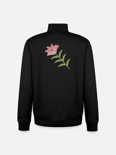 Pink Lily Flower on Green Stem - Unisex Organic Zip Sweatshirt by Stanley/Stella - black