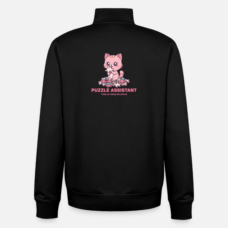 Puzzle Assist und Katzenzitat - Unisex Organic Zip Sweatshirt von Stanley/Stella - Schwarz