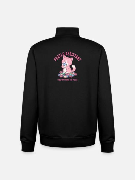 Puzzle Assistand Cat Quote - Unisex Organic Zip Sweatshirt by Stanley/Stella - black