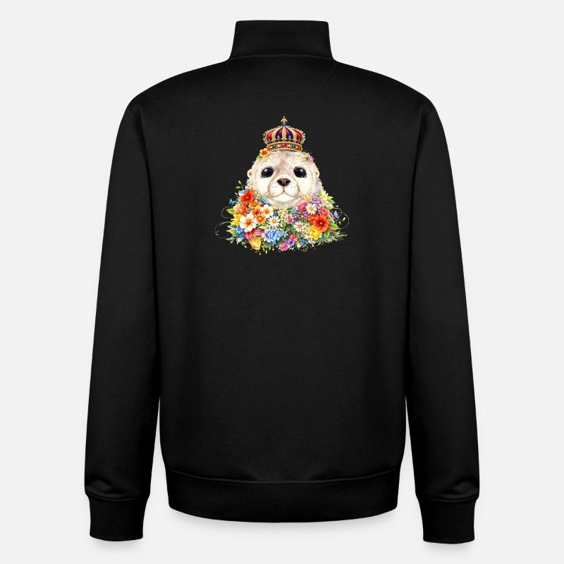 Sceau royal avec couronne - Sweat zippé unisexe en coton bio Stanley/Stella - noir