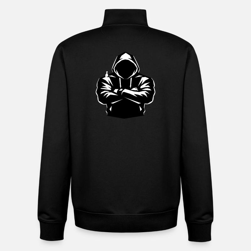 Silhouette à capuche et oiseau - Sweat zippé unisexe en coton bio Stanley/Stella - noir
