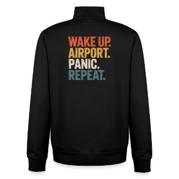 Wake Up Airport Panic Repeat Travel - Unisex Organic Zip Sweatshirt by Stanley/Stella - black - Back - AI Model Male 185 light (185cm)