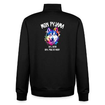 Lustige Husky-Hundepyjamas - Unisex Organic Zip Sweatshirt von Stanley/Stella - Schwarz - Hinten - AI Model Male 185 light (185cm)