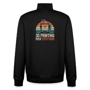  3D Printing Over Everything Retro 3D Druck Maker - Unisex Organic Zip Sweatshirt von Stanley/Stella - Schwarz - Hinten - AI Model Male 185 light (185cm)