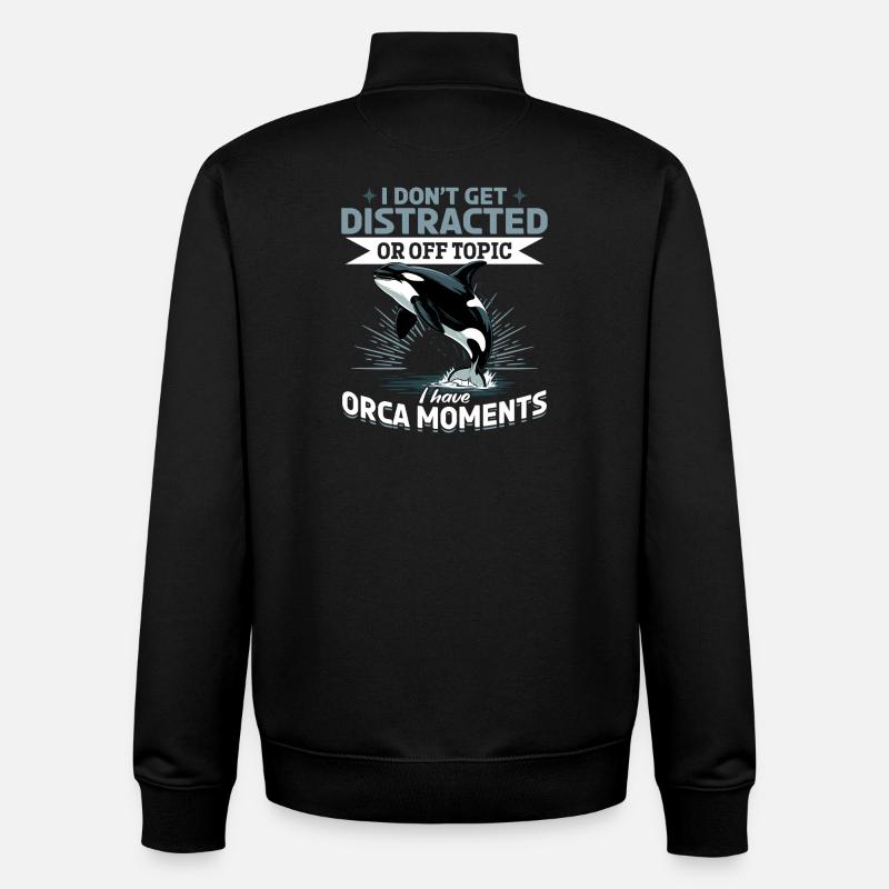 Orca drôle - Sweat zippé unisexe en coton bio Stanley/Stella - noir