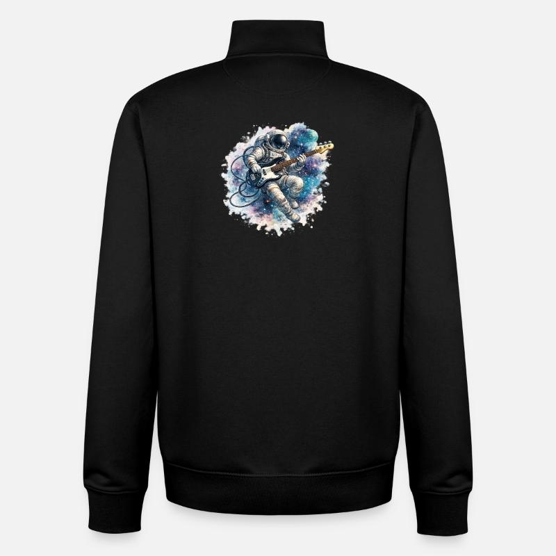 Astronaute spatial avec basse - Sweat zippé unisexe en coton bio Stanley/Stella - noir