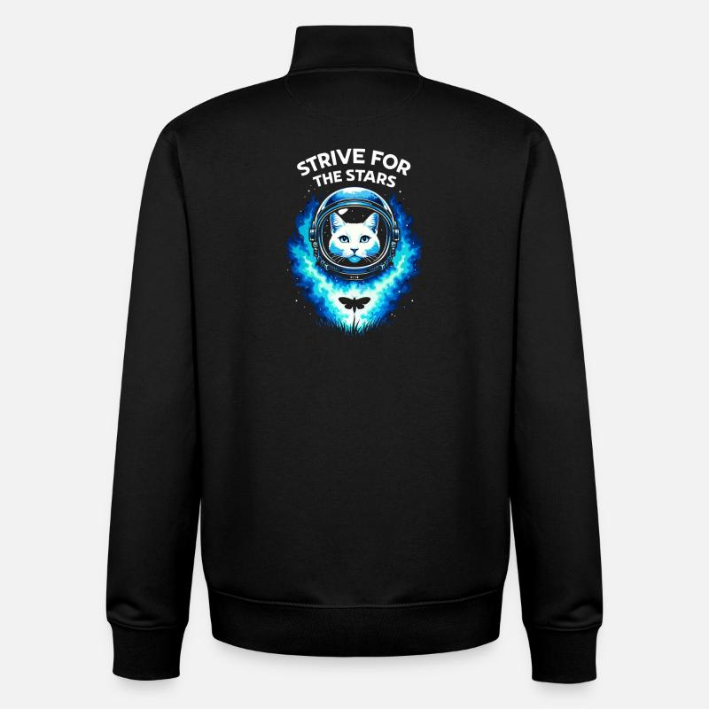 Cat Astronaut Space - Sweat zippé unisexe en coton bio Stanley/Stella - noir