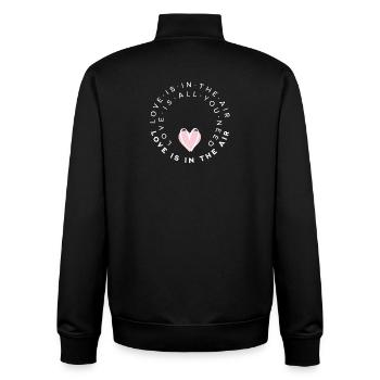 L’amour est dans l’air, Circle Heart - Sweat zippé unisexe en coton bio Stanley/Stella - noir - Dos - AI Model Male 185 light (185cm)