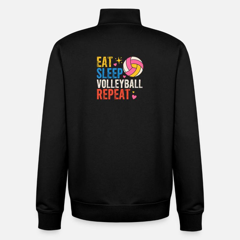 Diction du volley-ball Beachvolleyball - Sweat zippé unisexe en coton bio Stanley/Stella - noir