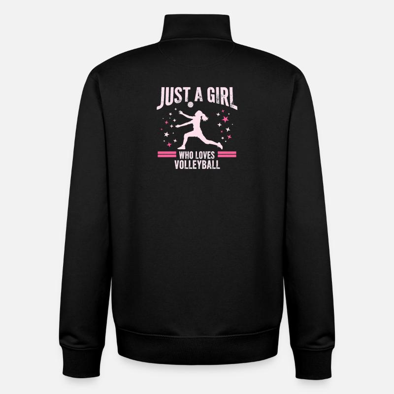 Mädchen liebt Volleyball Zitat - Unisex Organic Zip Sweatshirt von Stanley/Stella - Schwarz