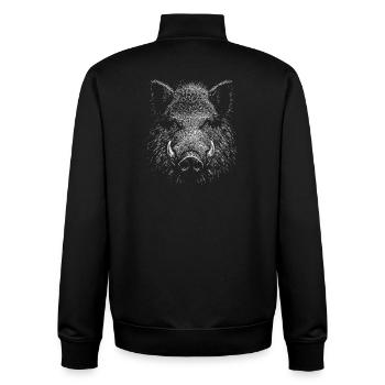 Wildschwein-Porträt im Linoldruck-Stil - Unisex Organic Zip Sweatshirt von Stanley/Stella - Schwarz - Hinten - AI Model Male 185 light (185cm)