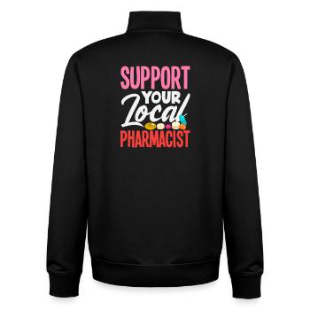 Support your local pharmacist - Unisex Organic Zip Sweatshirt by Stanley/Stella - black - Back - AI Model Male 185 light (185cm)