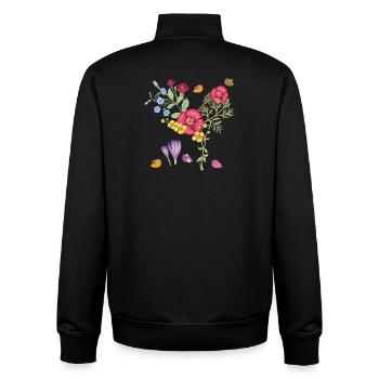 Bouquet of flowers with birds - Unisex Organic Zip Sweatshirt by Stanley/Stella - black - Back - AI Model Male 185 light (185cm)