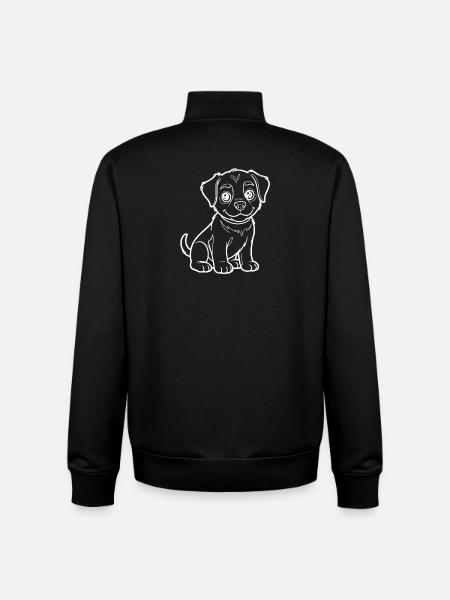 Happy puppy outline - Unisex Organic Zip Sweatshirt by Stanley/Stella - black