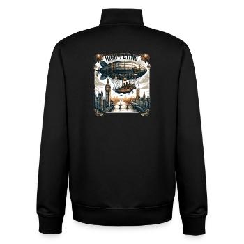 High-flying airship over London - Unisex Organic Zip Sweatshirt by Stanley/Stella - black - Back - AI Model Male 185 light (185cm)