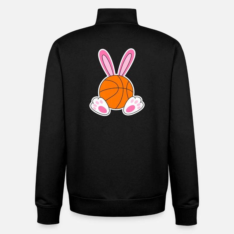 Easter Basketball Bunny Design - Unisex Organic Zip Sweatshirt by Stanley/Stella - black