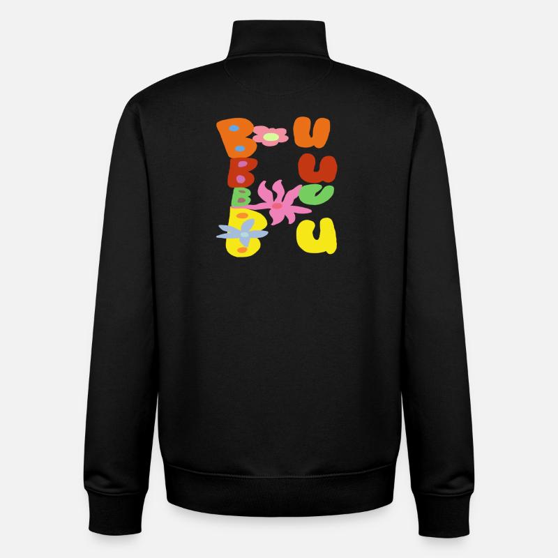 Bubble Bloom Lettres groovy - Sweat zippé unisexe en coton bio Stanley/Stella - noir