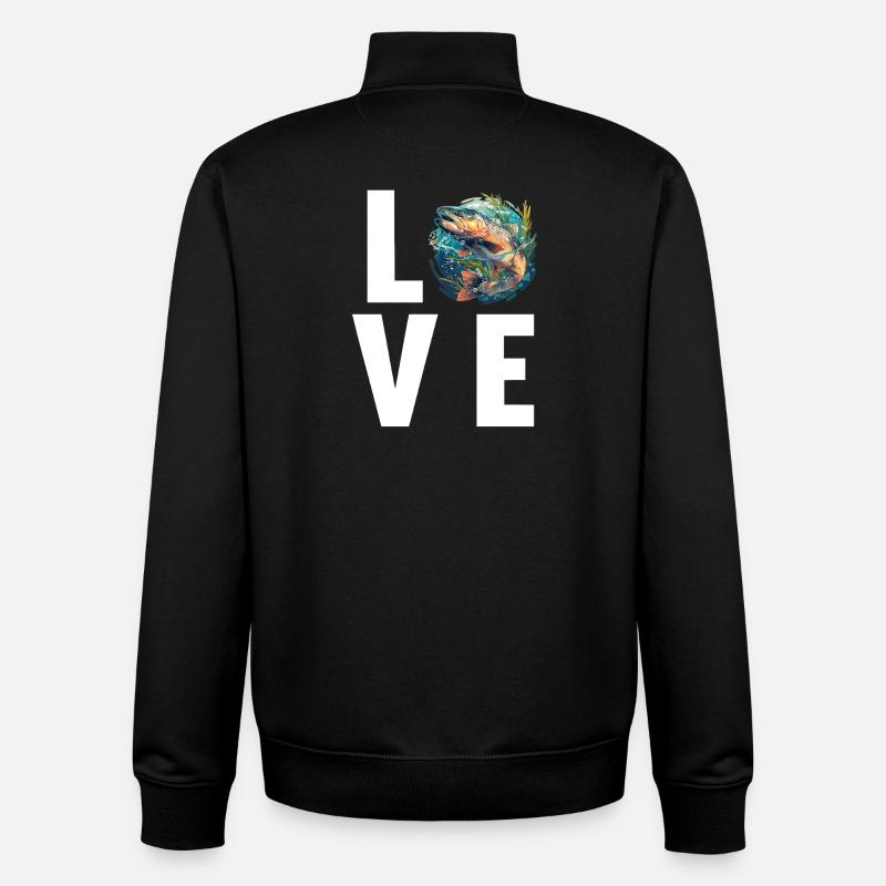 Saumon Saumon - Sweat zippé unisexe en coton bio Stanley/Stella - noir