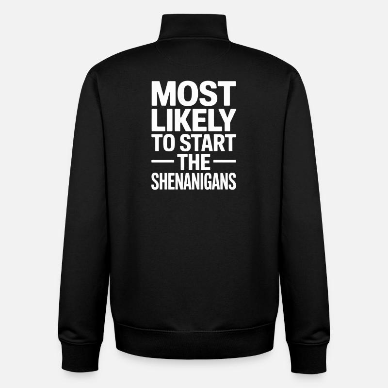 Most Likely Shenanigans - Unisex Organic Zip Sweatshirt by Stanley/Stella - black