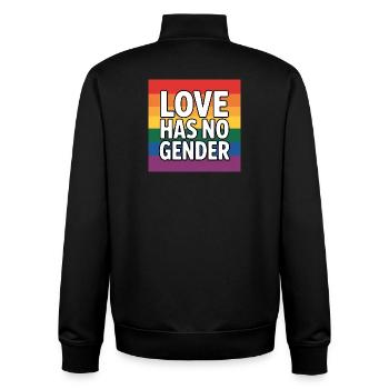Love has no Gender- Pride Tee - Unisex Organic Zip Sweatshirt by Stanley/Stella - black - Back - AI Model Male 185 light (185cm)