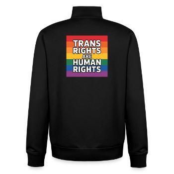 Trans Rights are human Rights - Pride Tee - Unisex Organic Zip Sweatshirt by Stanley/Stella - black - Back - AI Model Male 185 light (185cm)