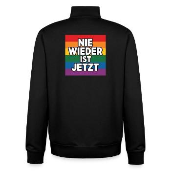 Nie wieder ist Jetzt! - Cool Pride Logo - Unisex Organic Zip Sweatshirt by Stanley/Stella - black - Back - AI Model Male 185 light (185cm)