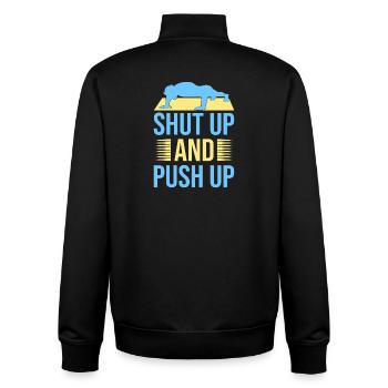 Fitness Fanatics Shut Up & Push Up Calisthenics - Unisex Organic Zip Sweatshirt von Stanley/Stella - Schwarz - Hinten - AI Model Male 185 light (185cm)