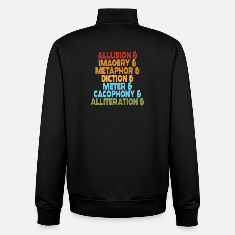 Literary Devices Typography Stack - Unisex Organic Zip Sweatshirt by Stanley/Stella - black