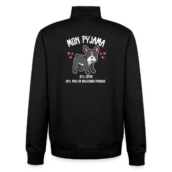Pyjama Chien Bouledogue Français Humour - Sweat zippé unisexe en coton bio Stanley/Stella - noir - Dos - AI Model Male 185 light (185cm)