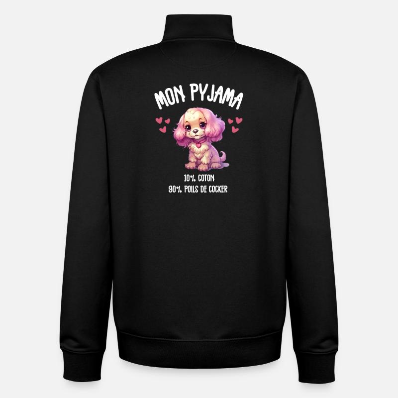 Pyjama Chien Cocker Drôle - Sweat zippé unisexe en coton bio Stanley/Stella - noir