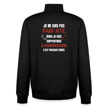 Supportrice Rugby Lyonnaise Humour - Sweat zippé unisexe en coton bio Stanley/Stella - noir - Dos - AI Model Male 185 light (185cm)
