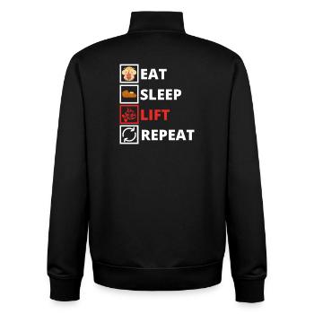Eat Sleep Lift Repeat - Unisex Organic Zip Sweatshirt by Stanley/Stella - black - Back - AI Model Male 185 light (185cm)