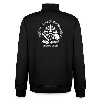 Survival Spruch Kompass Feuer - Unisex Organic Zip Sweatshirt von Stanley/Stella - Schwarz - Hinten - AI Model Male 185 light (185cm)