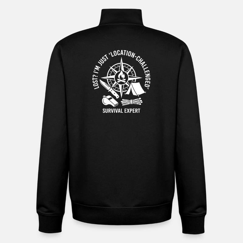 Survival Saying Compass Fire - Unisex Organic Zip Sweatshirt by Stanley/Stella - black