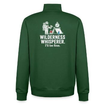 Wilderness Whisperer Camping Adventure - Unisex Organic Zip Sweatshirt by Stanley/Stella - bottle green - Back - AI Model Male 185 dark (185cm)