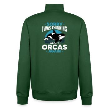 Funny Orca - Unisex Organic Zip Sweatshirt by Stanley/Stella - bottle green - Back - AI Model Male 185 dark (185cm)