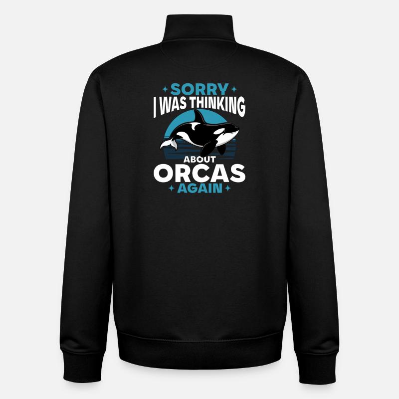 Orca drôle - Sweat zippé unisexe en coton bio Stanley/Stella - noir