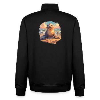 Sea Lions Sea Lion - Unisex Organic Zip Sweatshirt by Stanley/Stella - black - Back - AI Model Male 185 light (185cm)