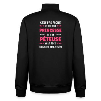 farting - Unisex Organic Zip Sweatshirt by Stanley/Stella - black - Back - AI Model Male 185 light (185cm)