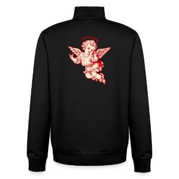 Rock Cherub – Engel mit Metal-Handzeichen - Unisex Organic Zip Sweatshirt von Stanley/Stella - Schwarz - Hinten - AI Model Male 185 light (185cm)