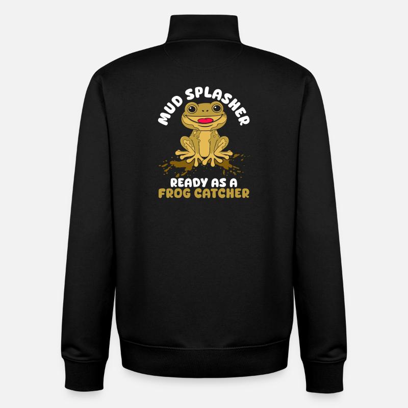 Frog Catcher Mud Splasher Frog - Unisex Organic Zip Sweatshirt by Stanley/Stella - black