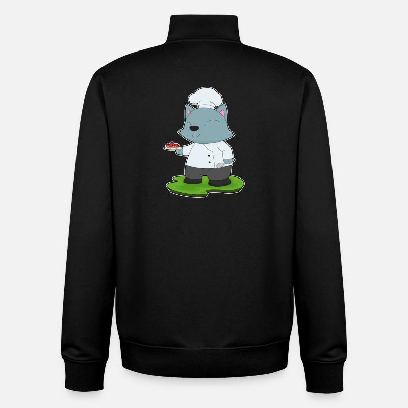 Cat Chef Pastry Cooking - Unisex Organic Zip Sweatshirt by Stanley/Stella - black